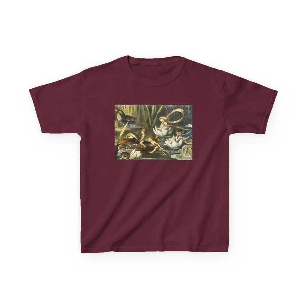 Kids T‑Shirt — Vintage Swan & Duck Pond Art Print