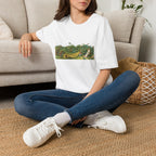 Vintage Botanical Landscape T-Shirt — Retro Garden Illustration Tee