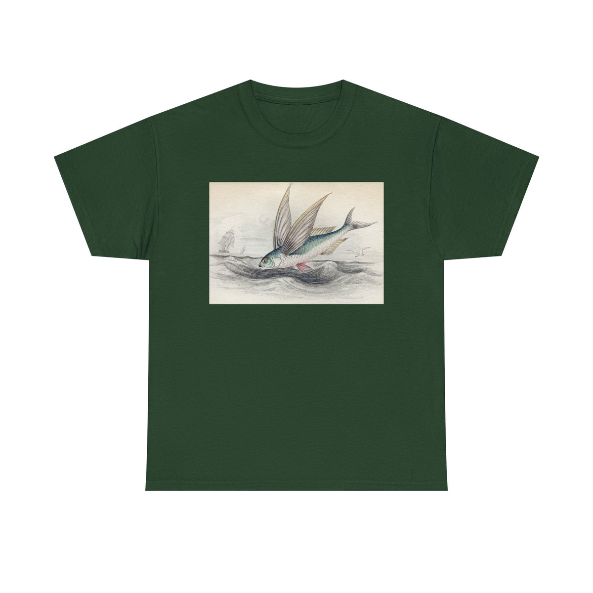 Vintage Flying Fish Tee – Nautical Art Graphic T-Shirt