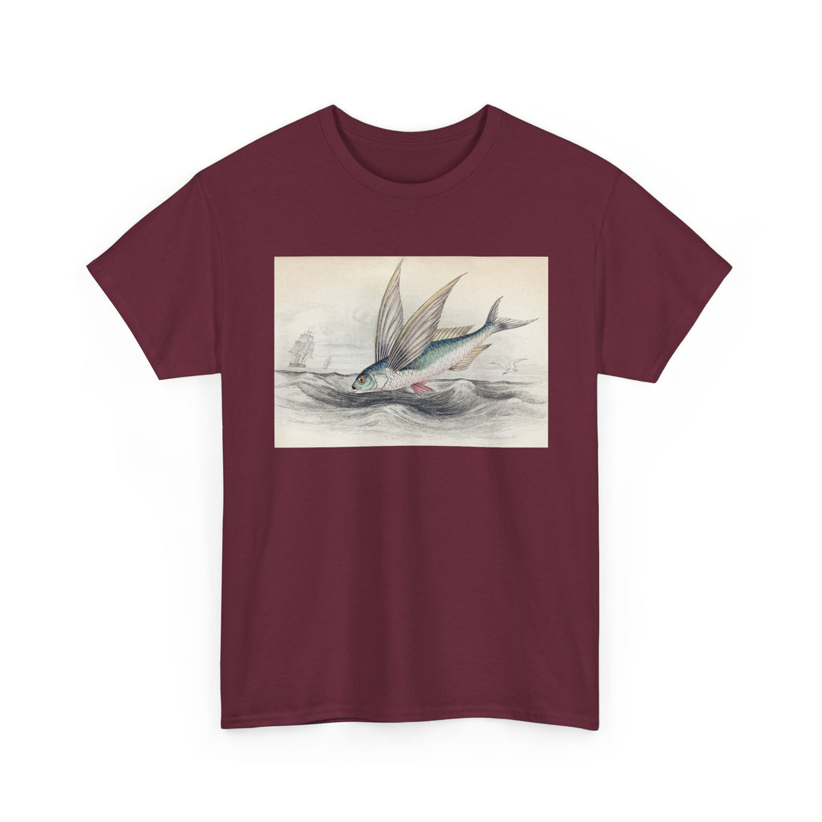 Vintage Flying Fish Tee – Nautical Art Graphic T-Shirt