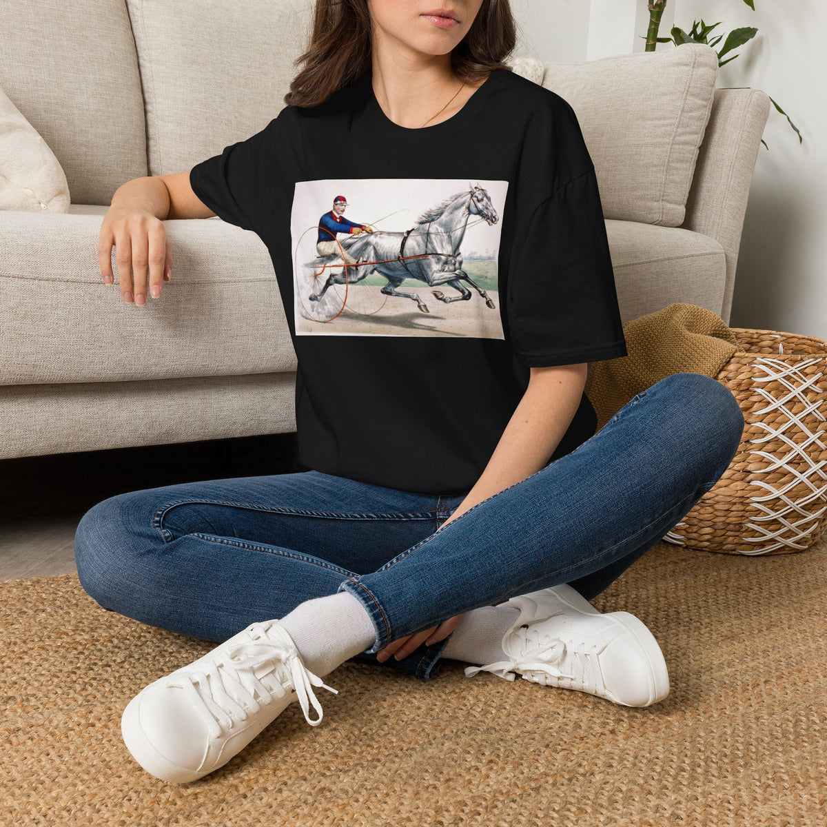 Horse Harness Racing T‑Shirt — Vintage Sulky Driver Illustration