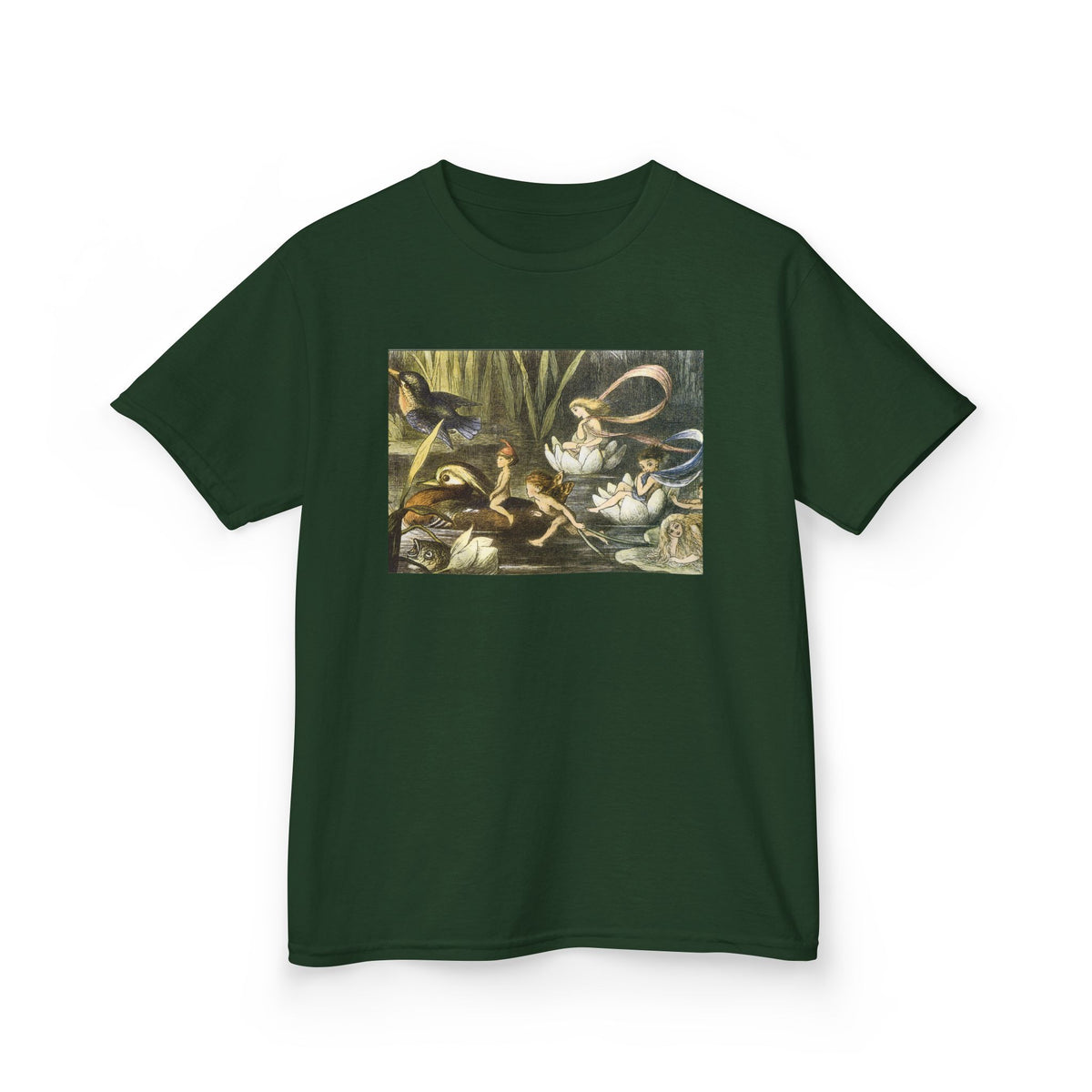 Kids T‑Shirt — Vintage Swan & Duck Pond Art Print
