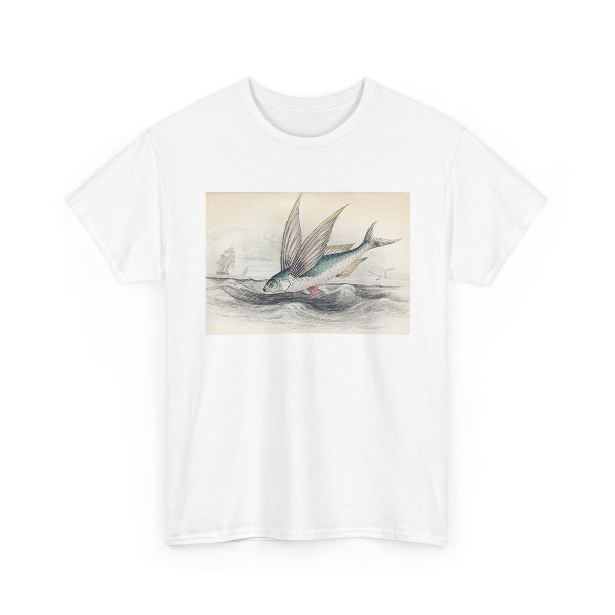 Vintage Flying Fish Tee – Nautical Art Graphic T-Shirt
