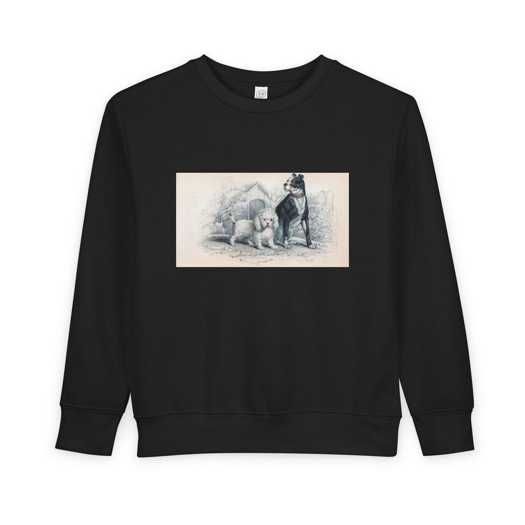 Vintage Dog Illustration Toddler Sweatshirt — Cute Puppy & Doberman Crewneck