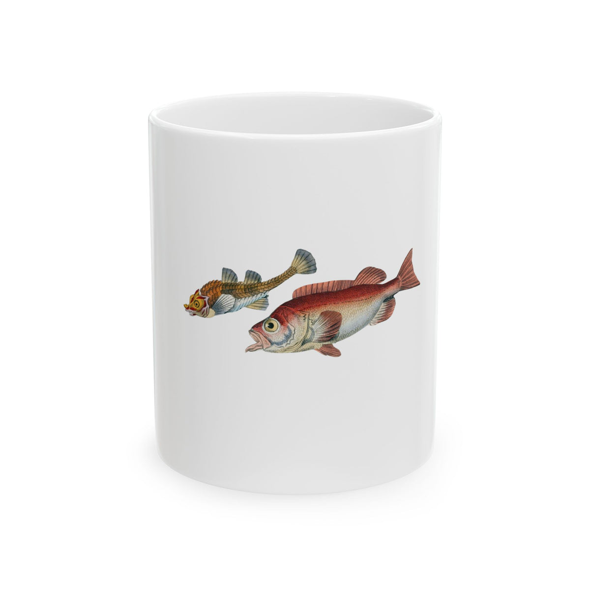 Vintage Fish Illustration Ceramic Mug – Coastal Fisherman Coffee Cup (11oz/15oz)