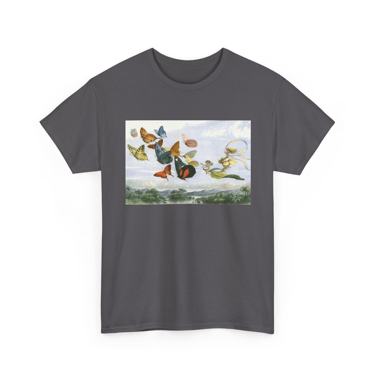 Butterfly Sky Graphic Tee — Vintage Butterflies Nature T‑Shirt