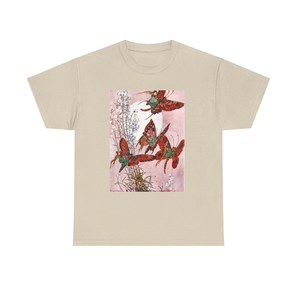 Hummingbird Flight Tee — Vintage Botanical Bird Art Cotton T-Shirt