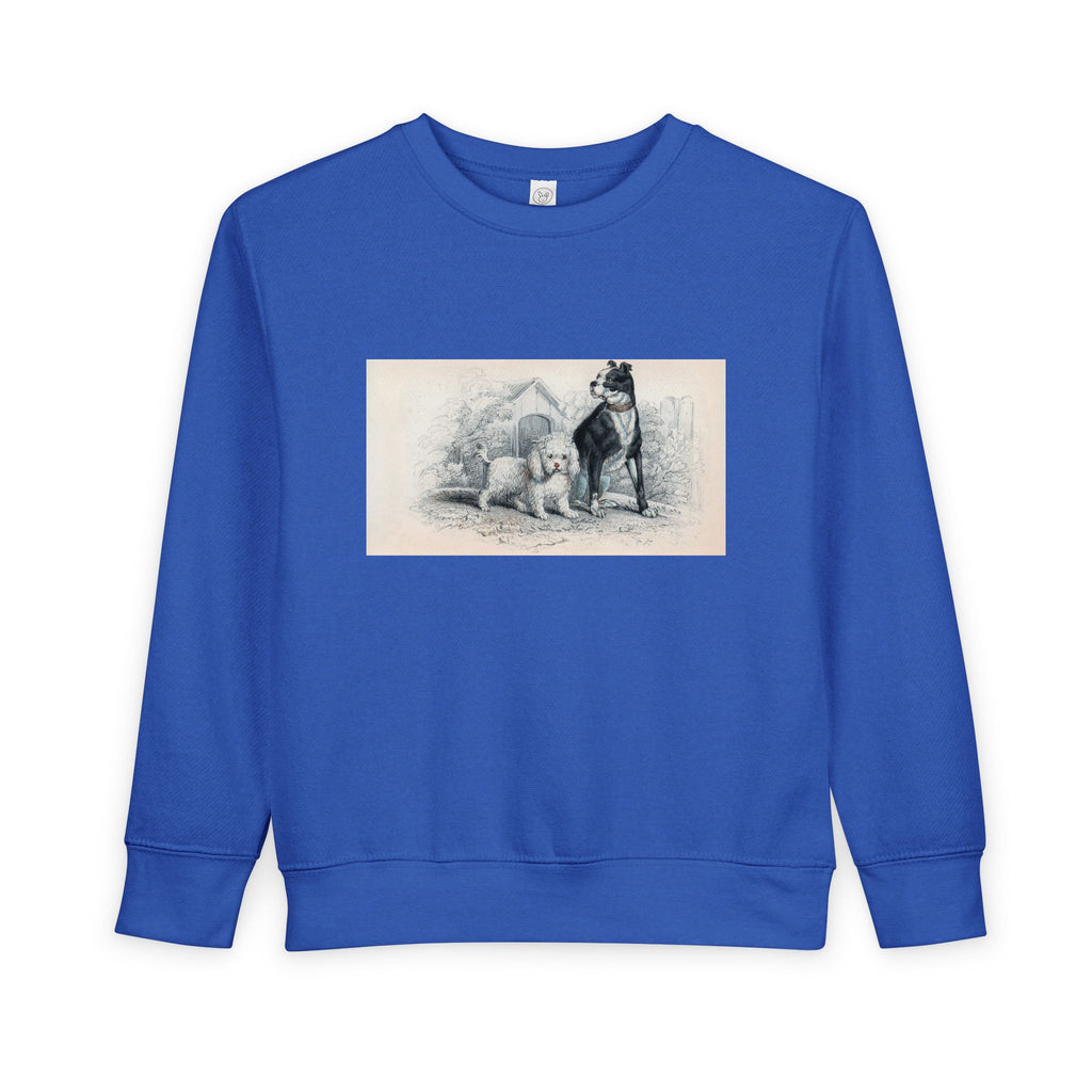 Vintage Dog Illustration Toddler Sweatshirt — Cute Puppy & Doberman Crewneck