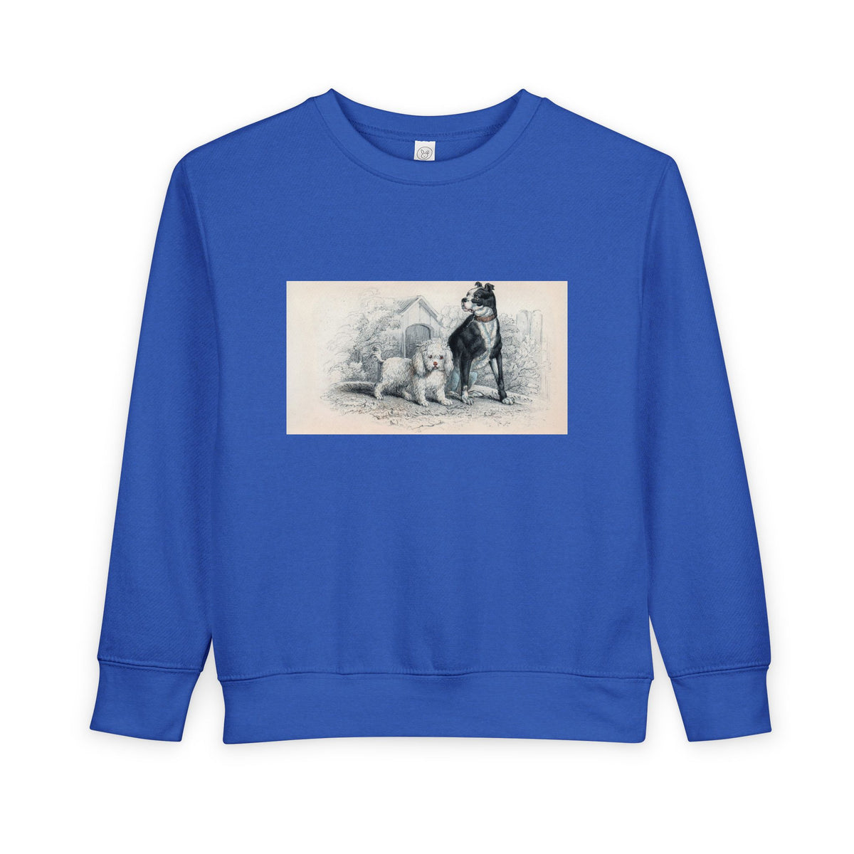 Vintage Dog Illustration Toddler Sweatshirt — Cute Puppy & Doberman Crewneck