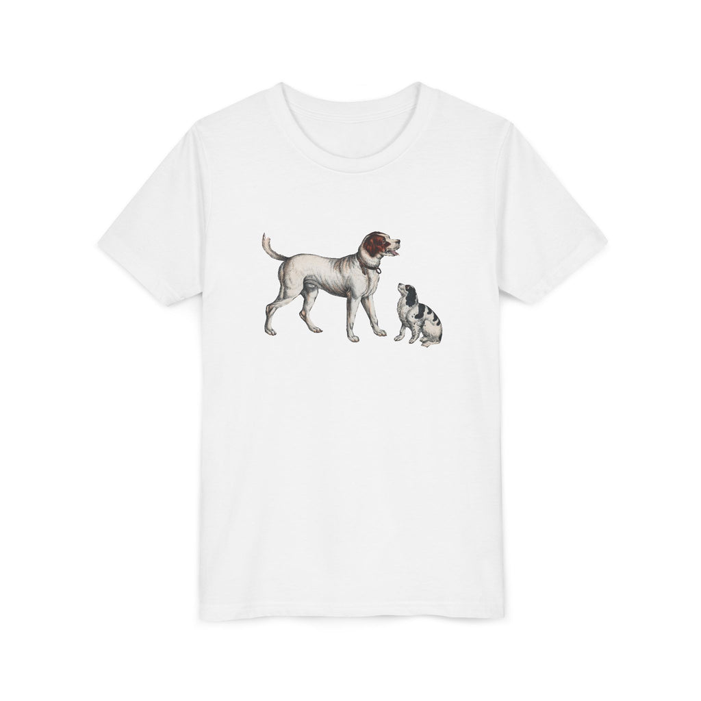 Youth Tee — Vintage Dog Illustration Kids T‑Shirt (Pointer & Puppy)