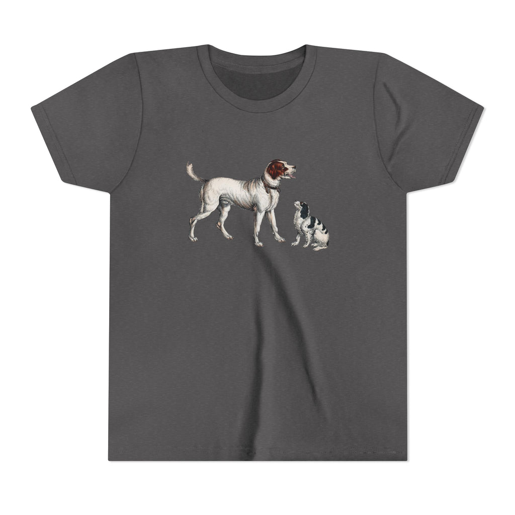 Youth Tee — Vintage Dog Illustration Kids T‑Shirt (Pointer & Puppy)