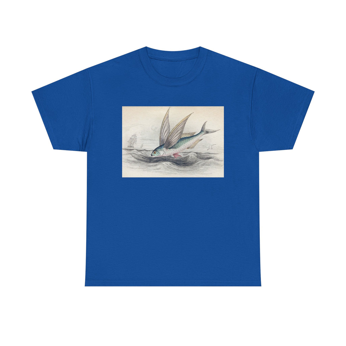 Vintage Flying Fish Tee – Nautical Art Graphic T-Shirt