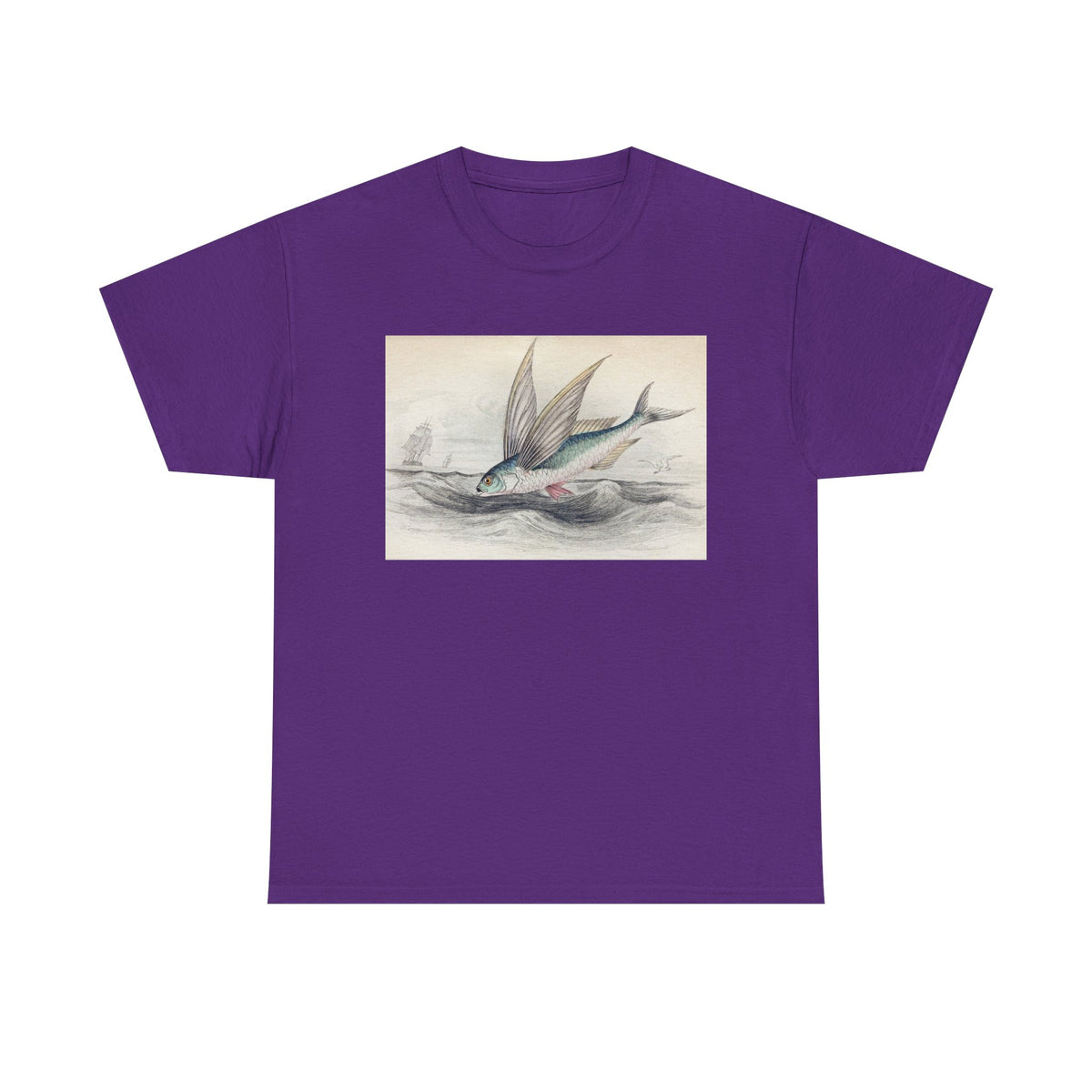 Vintage Flying Fish Tee – Nautical Art Graphic T-Shirt