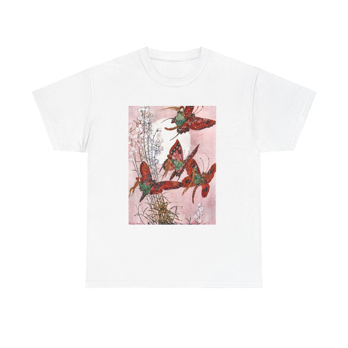 Hummingbird Flight Tee — Vintage Botanical Bird Art Cotton T-Shirt