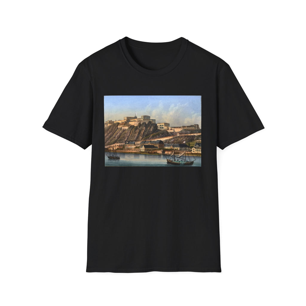 Vintage Harbor Scene T-Shirt — Nautical Coastal Landscape Tee