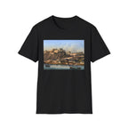 Vintage Harbor Scene T-Shirt — Nautical Coastal Landscape Tee