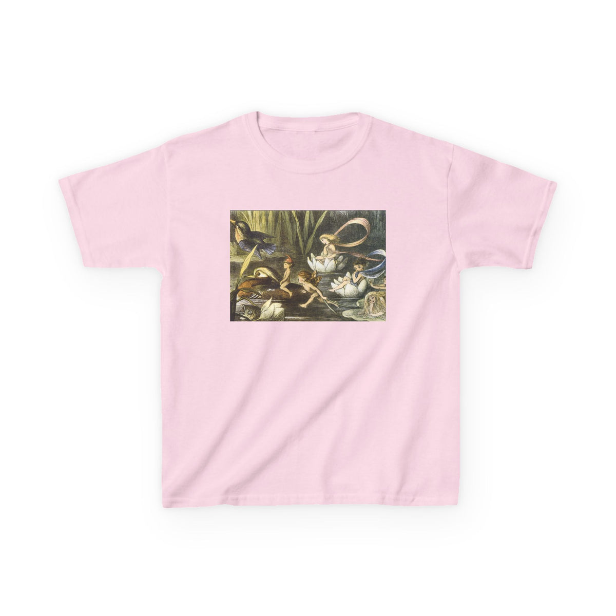 Kids T‑Shirt — Vintage Swan & Duck Pond Art Print