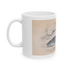 Fish Illustration Ceramic Mug – Vintage Coastal Fishing Art Coffee Cup (11oz & 15oz)