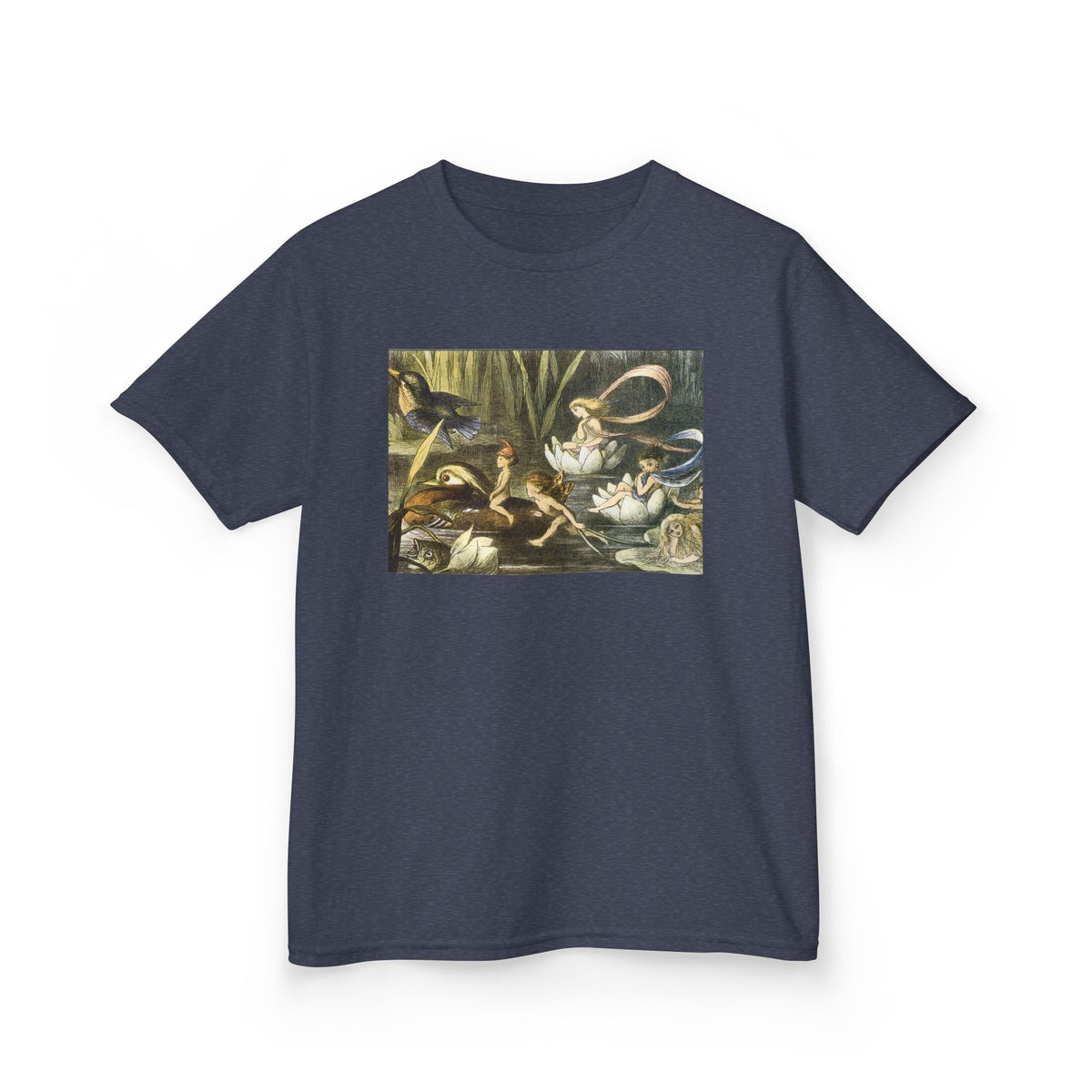 Kids T‑Shirt — Vintage Swan & Duck Pond Art Print