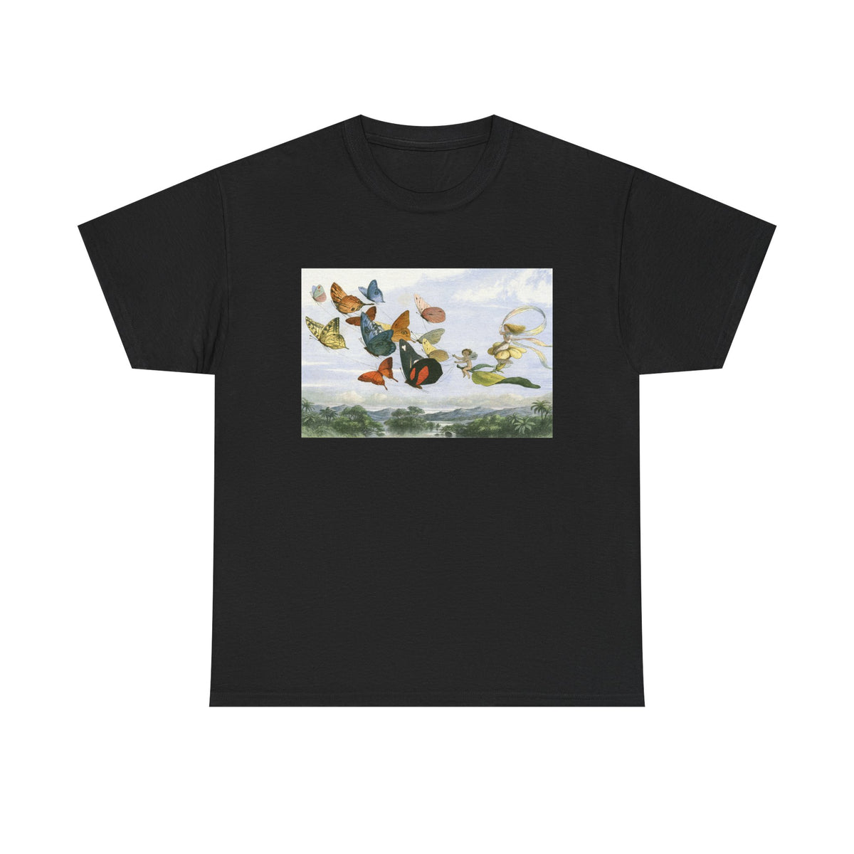 Butterfly Sky Graphic Tee — Vintage Butterflies Nature T‑Shirt