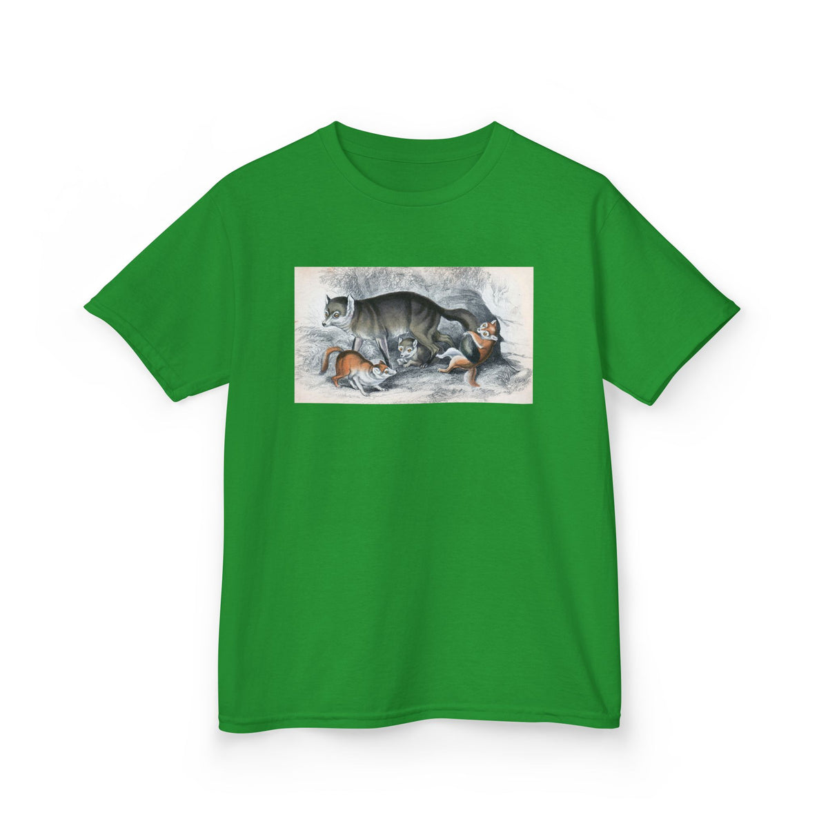 Kids T‑Shirt — Sleeping Cat with Kittens Illustration