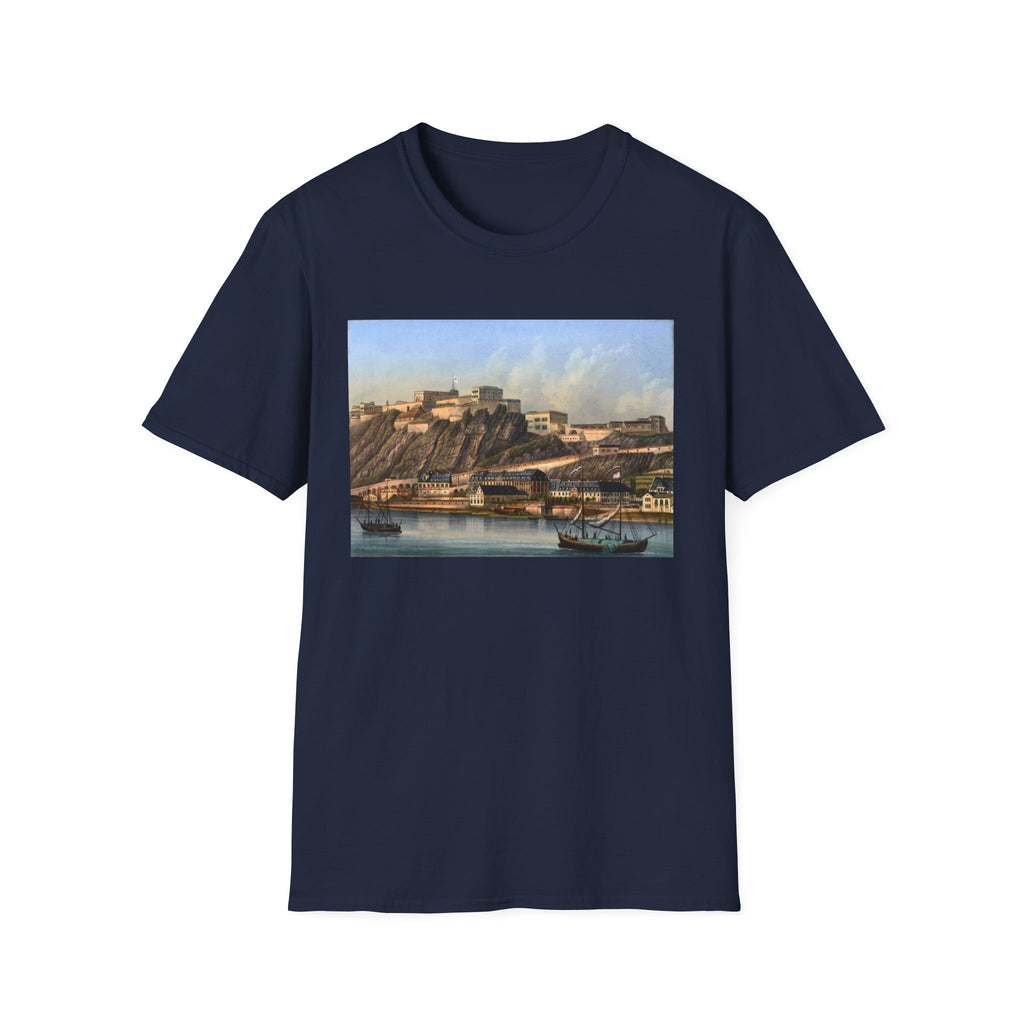 Vintage Harbor Scene T-Shirt — Nautical Coastal Landscape Tee