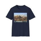 Vintage Harbor Scene T-Shirt — Nautical Coastal Landscape Tee
