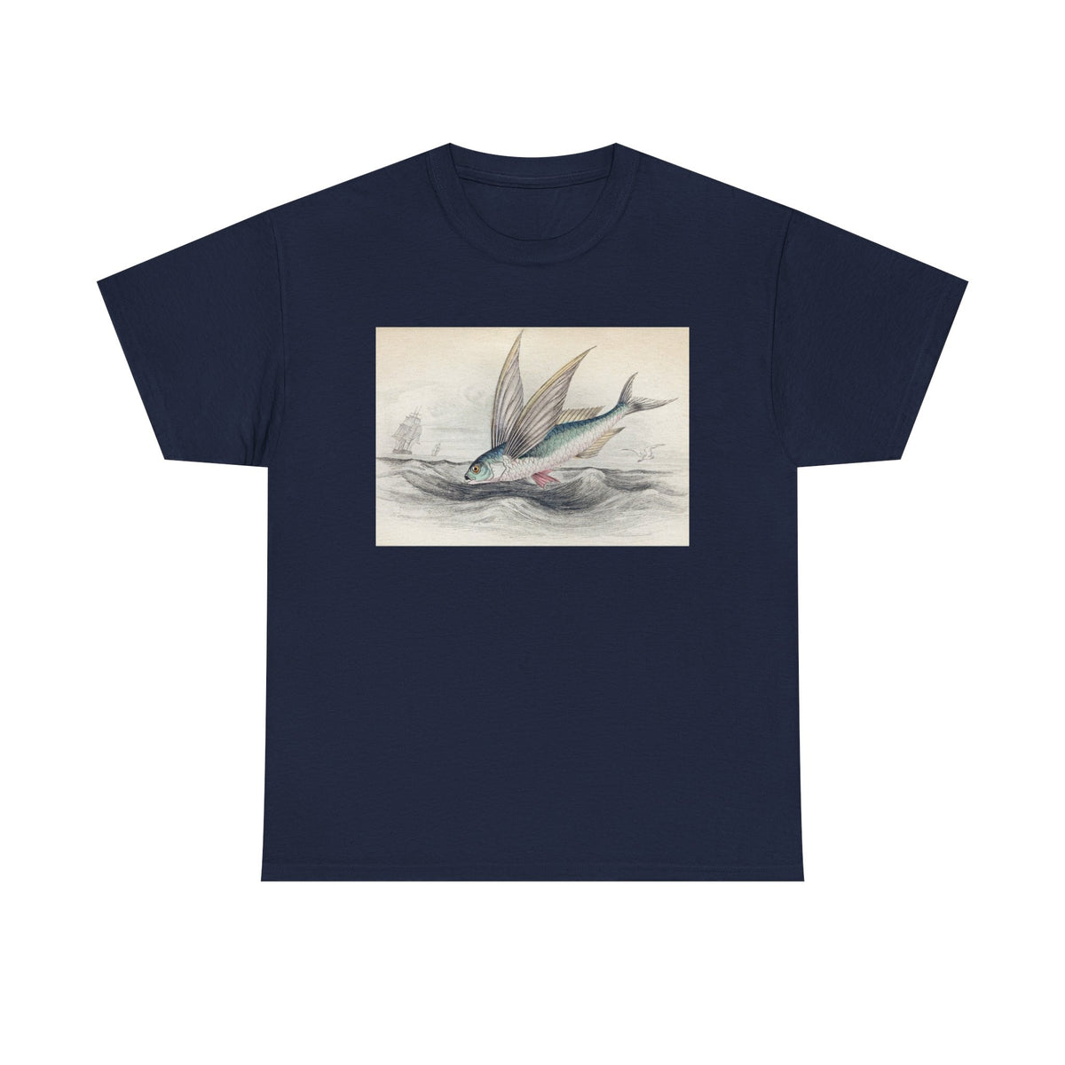 Vintage Flying Fish Tee – Nautical Art Graphic T-Shirt