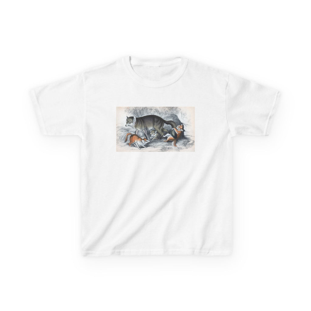 Kids T‑Shirt — Sleeping Cat with Kittens Illustration