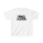 Kids T‑Shirt — Sleeping Cat with Kittens Illustration