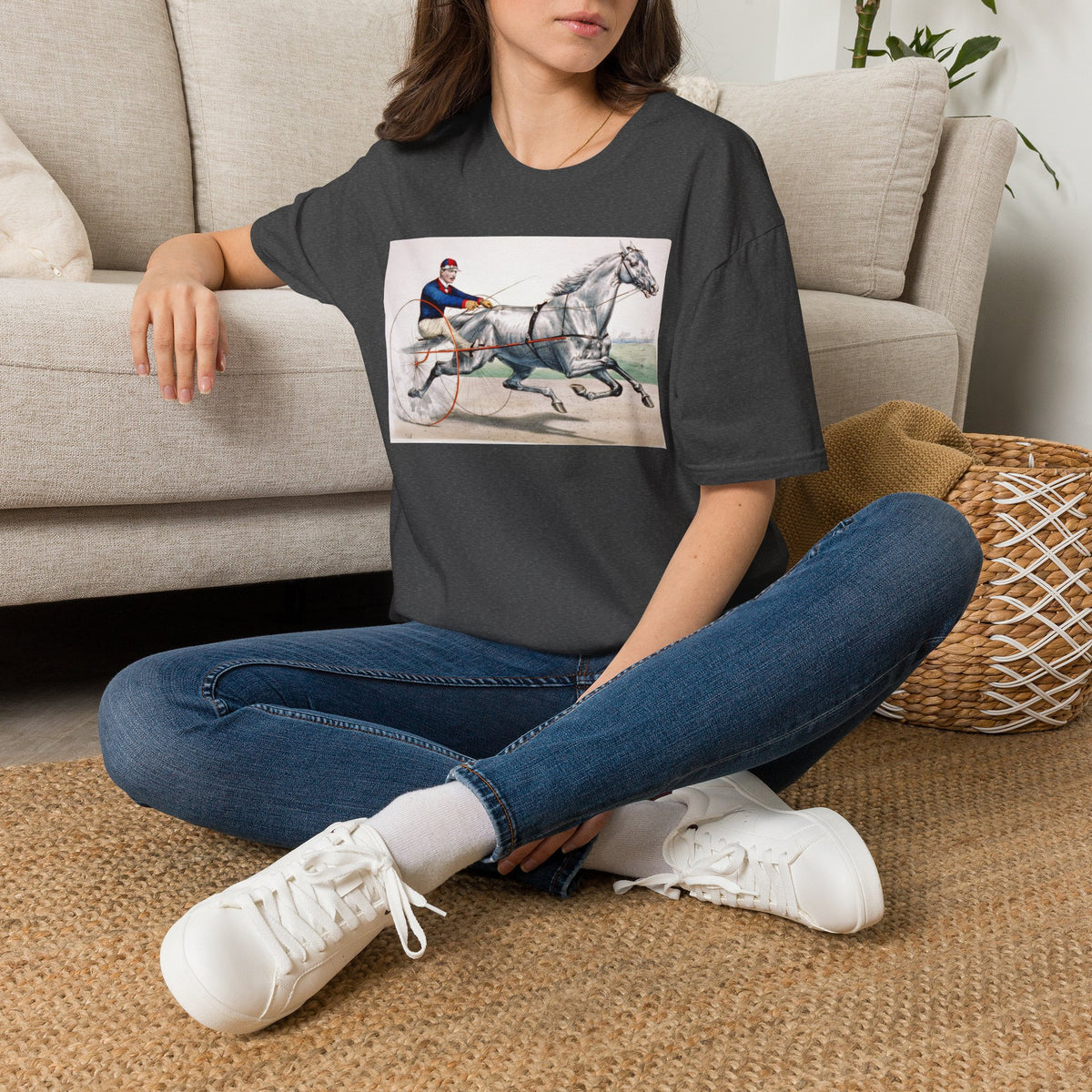 Horse Harness Racing T‑Shirt — Vintage Sulky Driver Illustration
