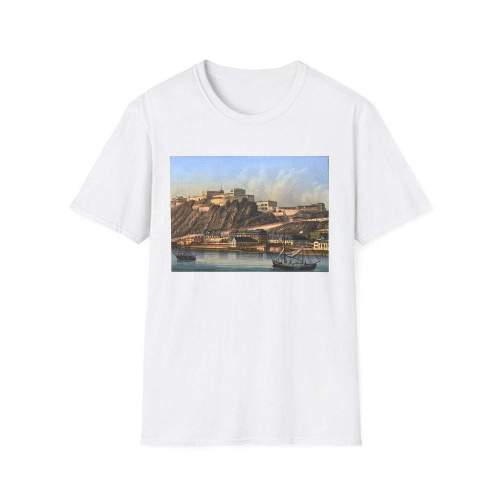 Vintage Harbor Scene T-Shirt — Nautical Coastal Landscape Tee