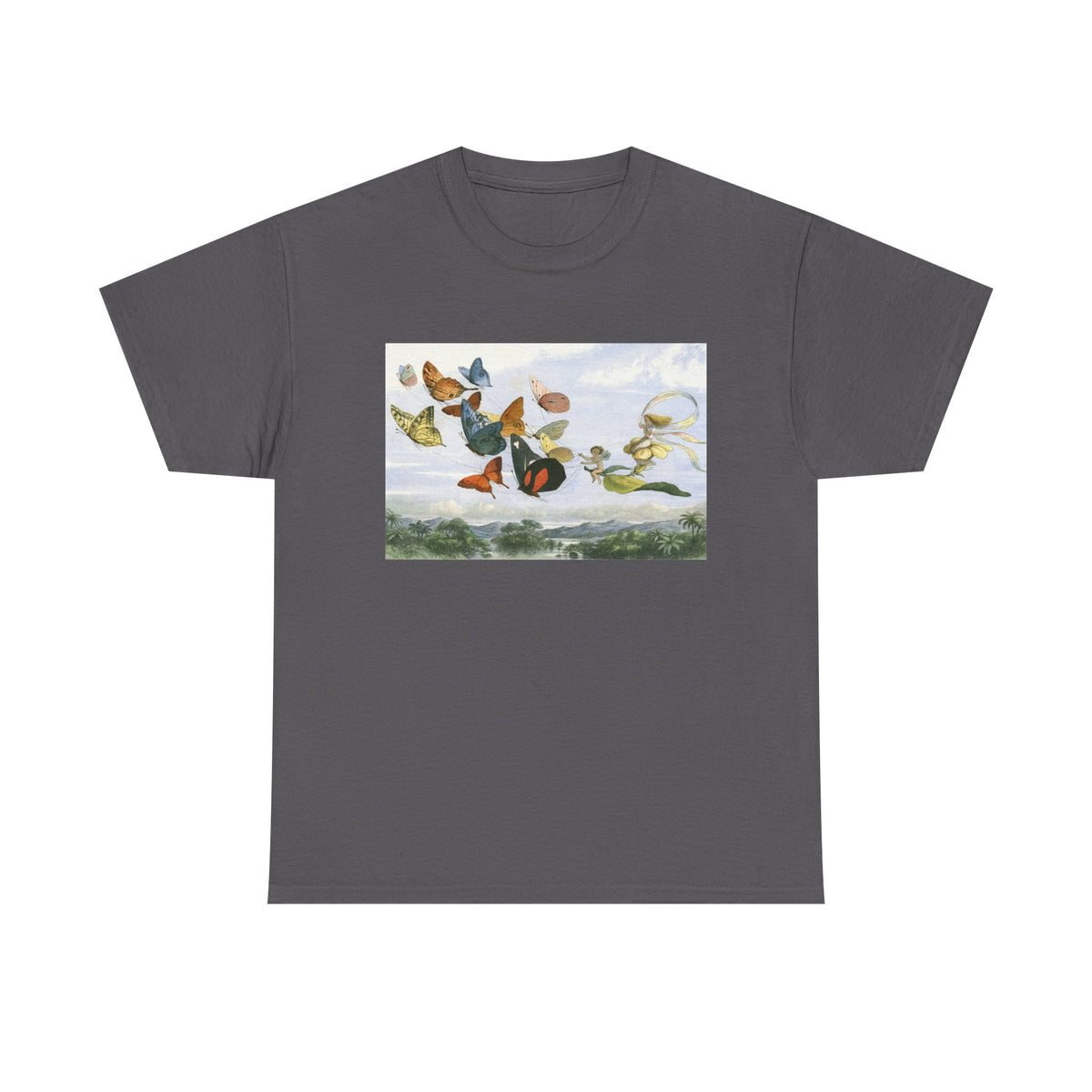 Butterfly Sky Graphic Tee — Vintage Butterflies Nature T‑Shirt