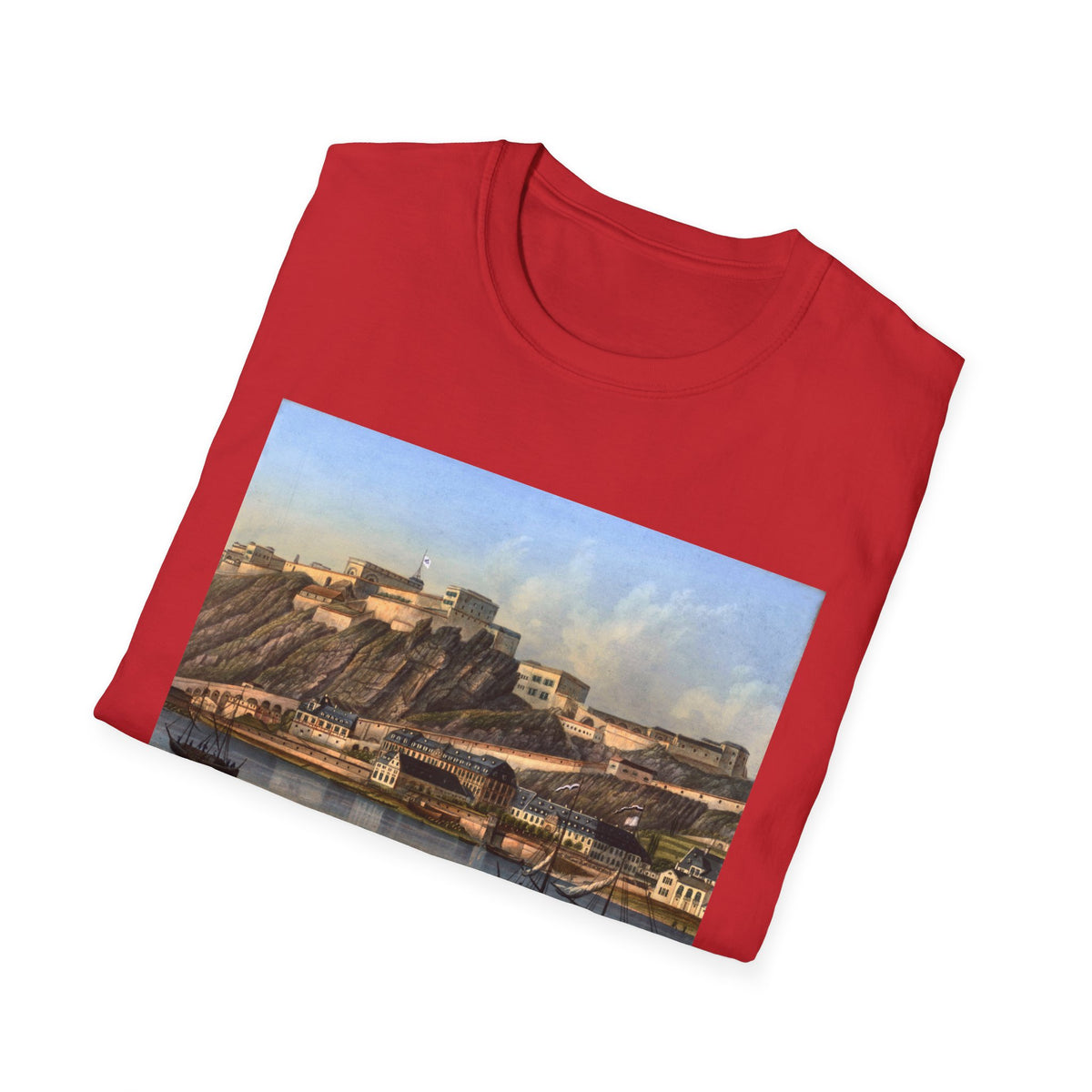 Vintage Harbor Scene T-Shirt — Nautical Coastal Landscape Tee
