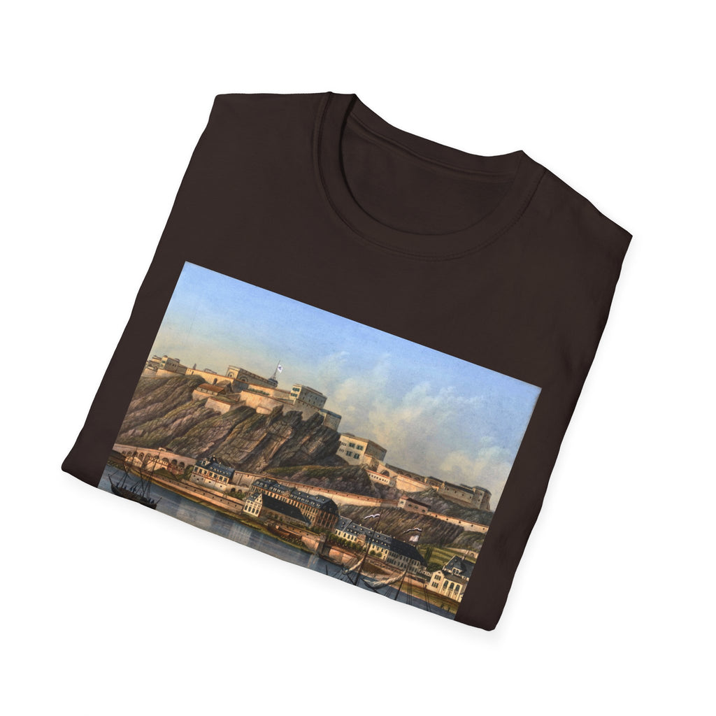 Vintage Harbor Scene T-Shirt — Nautical Coastal Landscape Tee
