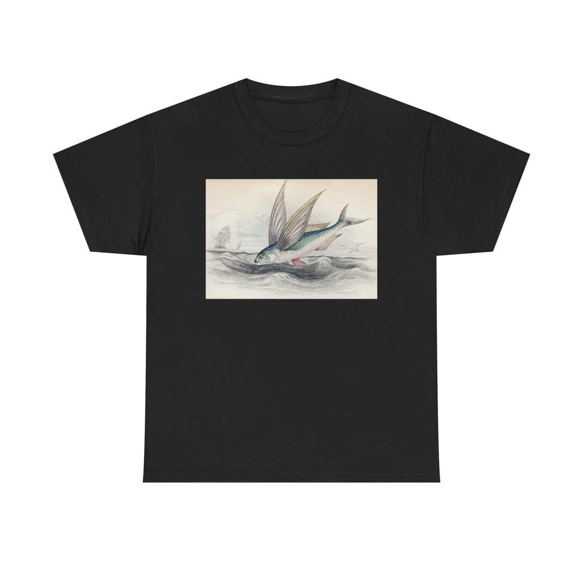 Vintage Flying Fish Tee – Nautical Art Graphic T-Shirt
