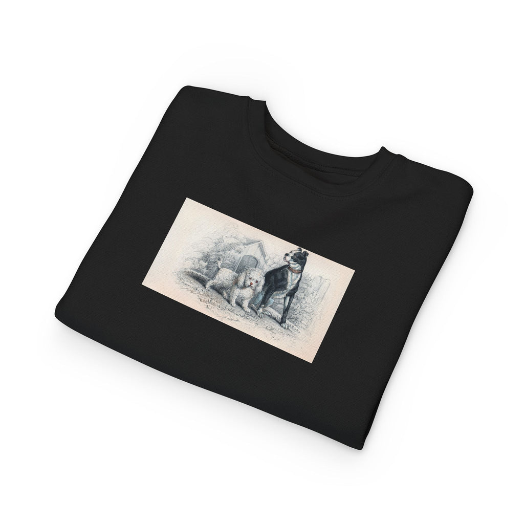 Vintage Dog Illustration Toddler Sweatshirt — Cute Puppy & Doberman Crewneck