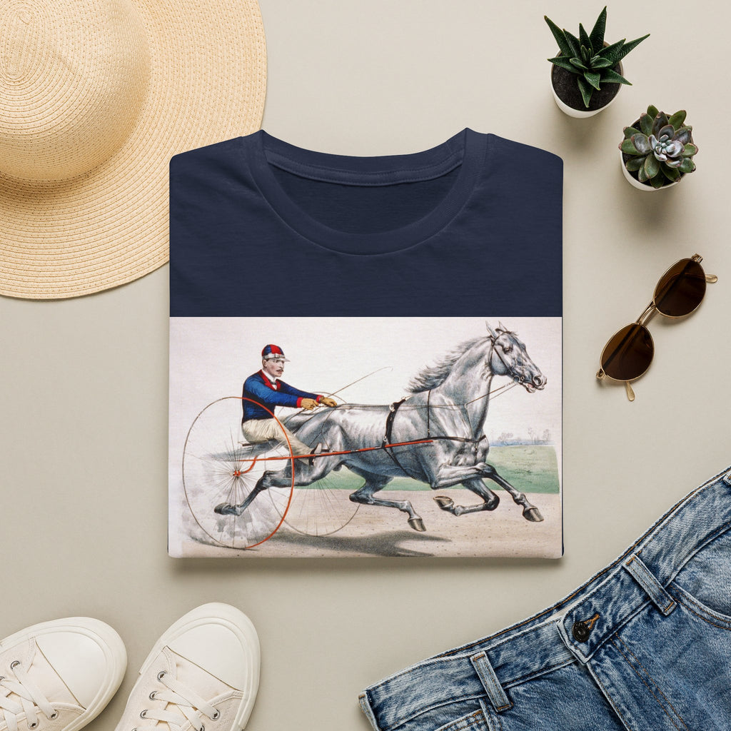 Horse Harness Racing T‑Shirt — Vintage Sulky Driver Illustration