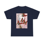 Hummingbird Flight Tee — Vintage Botanical Bird Art Cotton T-Shirt