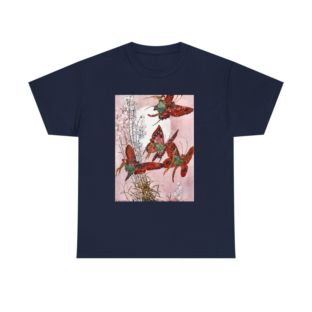 Hummingbird Flight Tee — Vintage Botanical Bird Art Cotton T-Shirt