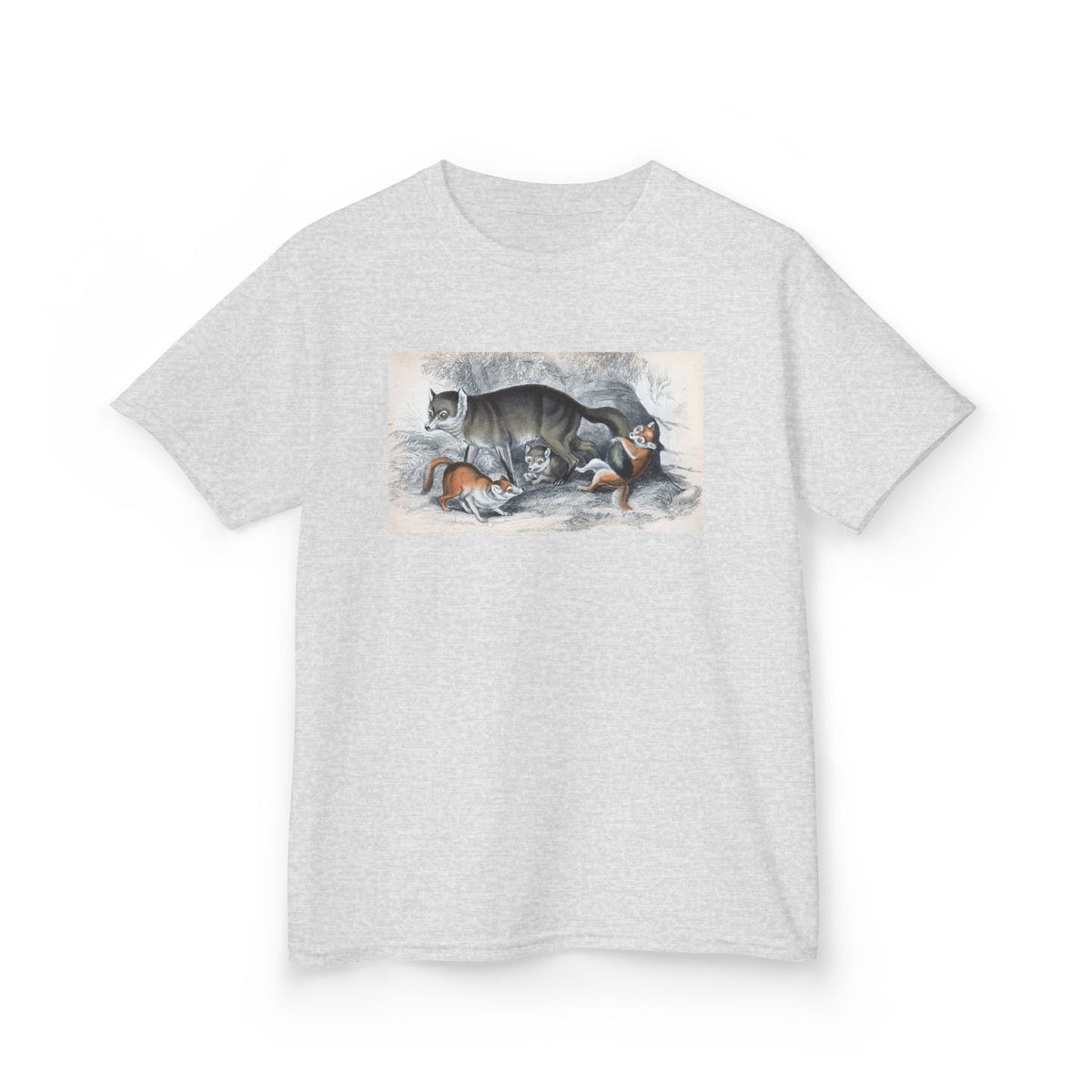 Kids T‑Shirt — Sleeping Cat with Kittens Illustration