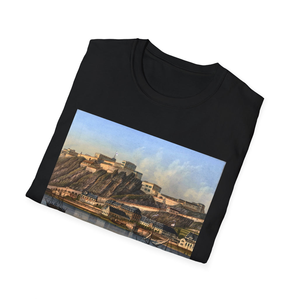 Vintage Harbor Scene T-Shirt — Nautical Coastal Landscape Tee
