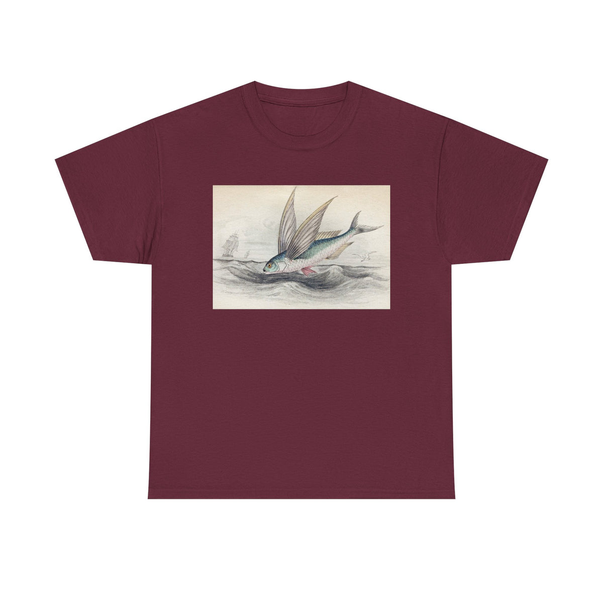 Vintage Flying Fish Tee – Nautical Art Graphic T-Shirt